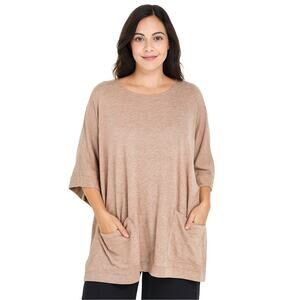Pure Jill Top Women Brown M/L Pima Cotton Blend Minimalist Cozy‎ Cozycore Soft